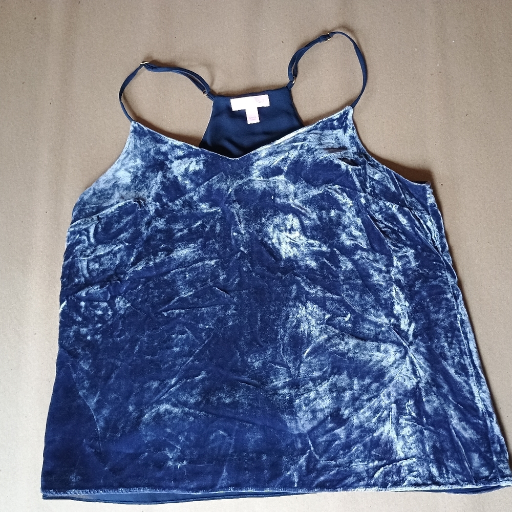 Lilly Pulitzer Women’s Tank Top Size Medium Blue Strappy Velvet Tank Lined